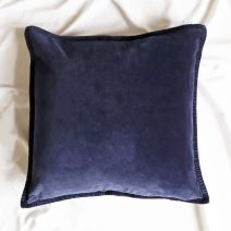 Navy Blue Stonewashed Velvet Cushion by Biggie Best